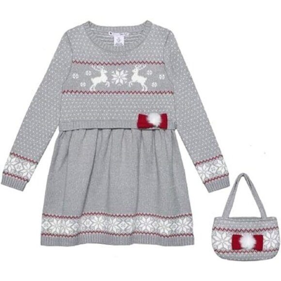 Nula Bug Sweater Dress and Purse Set - Girls - Size 4/5 Grey - Picture 1 of 1